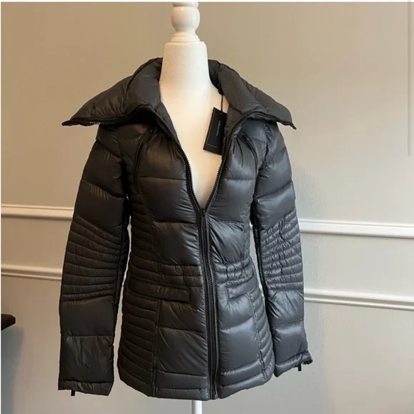 NWT BCBG MaxAzria puffer coat size XXS gunmetal - Picture 2 of 6
